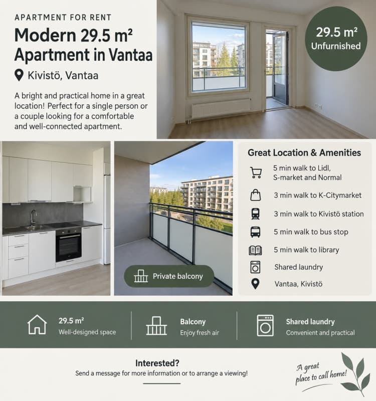 Studio Apartment for rent in Vantaa